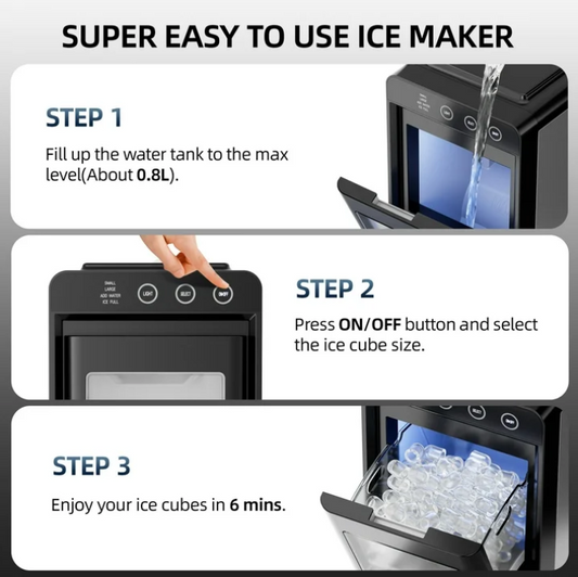 Auseo Countertop Ice Maker Portable 26lbs Per Day Ice Machine Auto Cleaning with Ice Scoop for Home Office Party