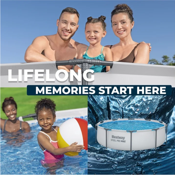 Bestway Steel Pro MAX 10' x 30" Metal Frame Above Ground Pool Set with Filter Pump & Cartridge