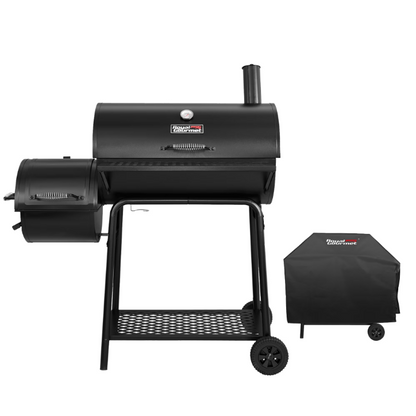 Royal Gourmet CC1830FC 28" Charcoal Grill Offset Smoker with Cover 855 Sq In Outdoor BBQ Grill Black