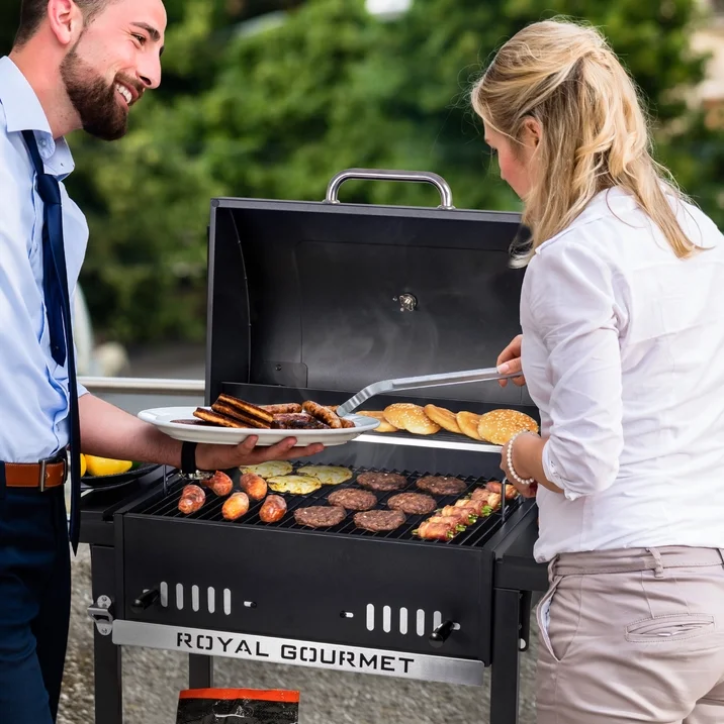 Royal Gourmet CD1824ET 24 Inch Movable Charcoal BBQ Grill with Foldable Side Shelves Outdoor Backyard Grill