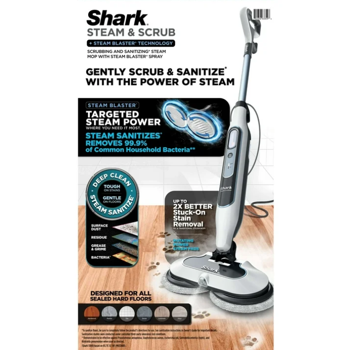 Shark Steam & Scrub Steam Mop S8200 Steam Blaster Scrubbing Sanitizing Mop for Sealed Hard Floors
