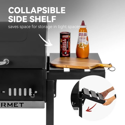 Royal Gourmet CD1824ET 24 Inch Movable Charcoal BBQ Grill with Foldable Side Shelves Outdoor Backyard Grill