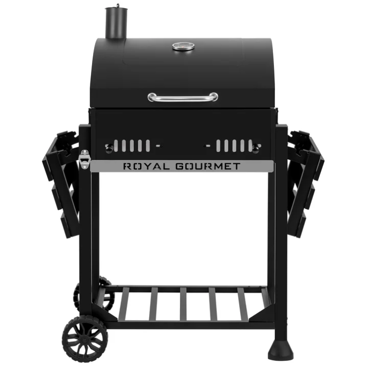 Royal Gourmet CD1824ET 24 Inch Movable Charcoal BBQ Grill with Foldable Side Shelves Outdoor Backyard Grill