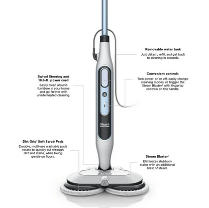 Shark Steam & Scrub Steam Mop S8200 Steam Blaster Scrubbing Sanitizing Mop for Sealed Hard Floors
