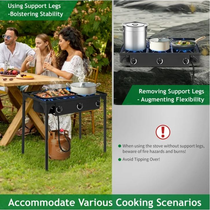 Ktaxon 3 Burner Gas Propane Cooker Outdoor Camping Picnic Stove Stand BBQ Grill, Outdoor Camping Gear & Accessories | Portable Stoves, Cookware, Lanterns