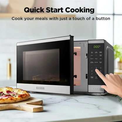 BLACK+DECKER 0.9 Cu Ft Countertop Microwave Oven 900W Digital Control 10 Power Levels Black
