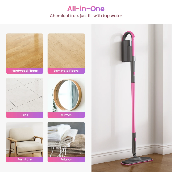 Schenley 18-in-1 Steam Mop with Detachable Handheld Steamer & Washable Pads