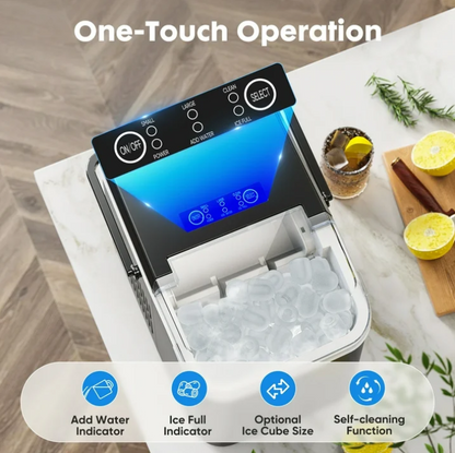 EDX Countertop Ice Maker Portable Ice Machine 26.5Lbs/24H Self Cleaning with Handle Ice Scoop Black