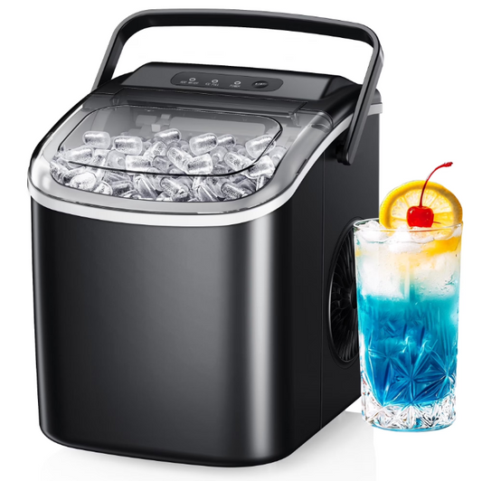 Simzlife Countertop Ice Maker 26Lbs/24H Portable Ice Machine Bullet Ice Auto Cleaning for Home Office