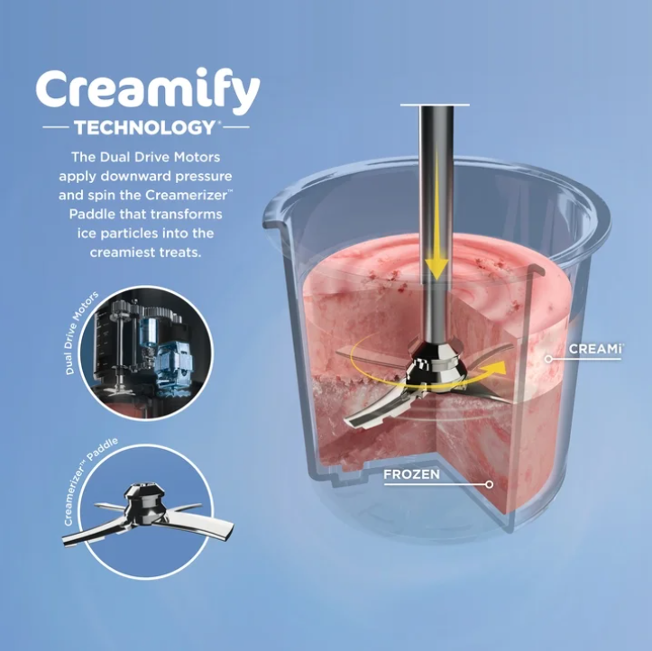 Ninja CREAMi Ice Cream Maker NC301 Ice Cream Gelato Milkshake Sorbet Maker with 2 Pint Containers Cloud Silver