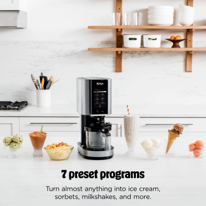 Ninja CREAMi Ice Cream Maker NC301 Ice Cream Gelato Milkshake Sorbet Maker with 2 Pint Containers Cloud Silver