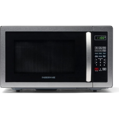 Farberware 1.1 Cu Ft Countertop Microwave Oven 1000W Stainless Steel LED Display Kitchen Microwave