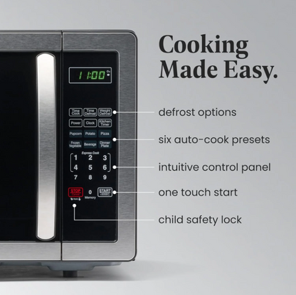 Farberware 1.1 Cu Ft Countertop Microwave Oven 1000W Stainless Steel LED Display Kitchen Microwave
