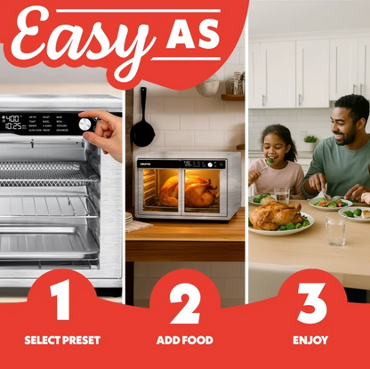 Gourmia 37 Qt Air Fryer French Door Toaster Oven 12 Cooking Presets Stainless Steel 9 Slice Oven
