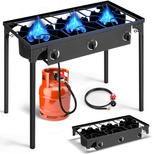 Ktaxon 3 Burner Gas Propane Cooker Outdoor Camping Picnic Stove Stand BBQ Grill, Outdoor Camping Gear & Accessories | Portable Stoves, Cookware, Lanterns