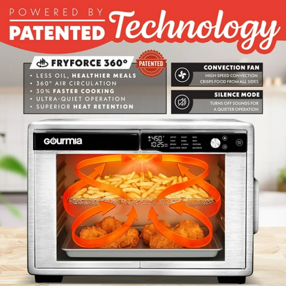 Gourmia 37 Qt Air Fryer French Door Toaster Oven 12 Cooking Presets Stainless Steel 9 Slice Oven