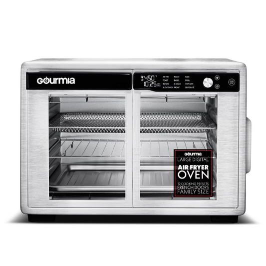 Gourmia 37 Qt Air Fryer French Door Toaster Oven 12 Cooking Presets Stainless Steel 9 Slice Oven