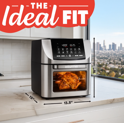 Gourmia 14 Qt Air Fryer Oven FryForce 360 Rotisserie 12 Presets Stainless Steel Countertop Oven
