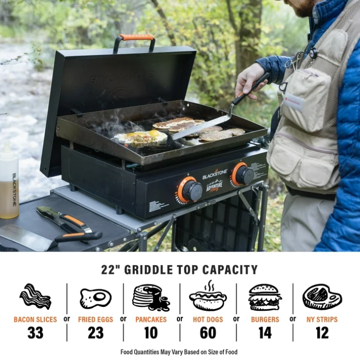 Blackstone Adventure Ready 22" Propane Griddle 2 Burner Flat Top Grill with Cover Outdoor Camping