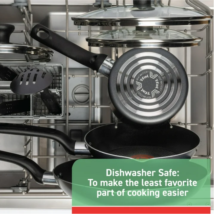 T-fal Easy Care 20 Piece Nonstick Cookware Set, Pots and Pans Set, Dishwasher Safe Kitchen Cookware Set Grey