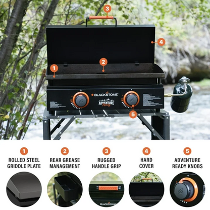 Blackstone Adventure Ready 22" Propane Griddle 2 Burner Flat Top Grill with Cover Outdoor Camping