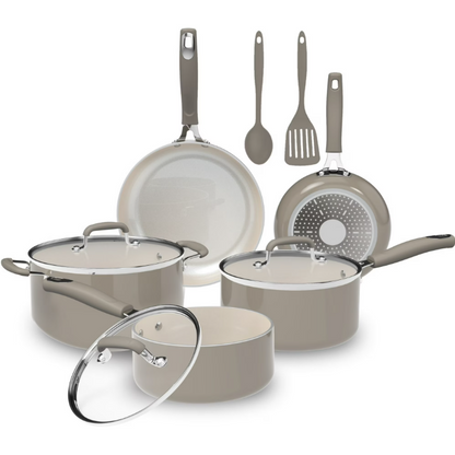 Mainstays 10 Piece Heavy Gauge Ceramic Cookware Set Nonstick Pots and Pans Kitchen Cookware Set