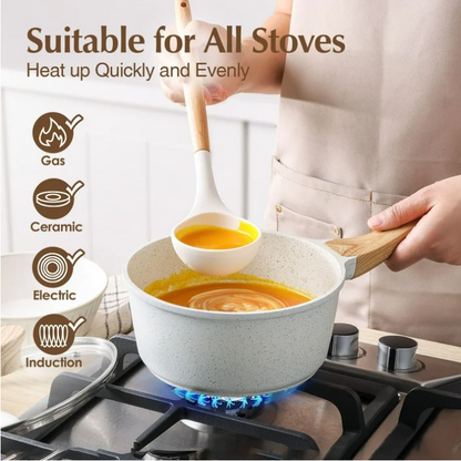 SENSARTE 23 Piece Ceramic Nonstick Cookware Set Induction Compatible Pots and Pans Set White Kitchen Set