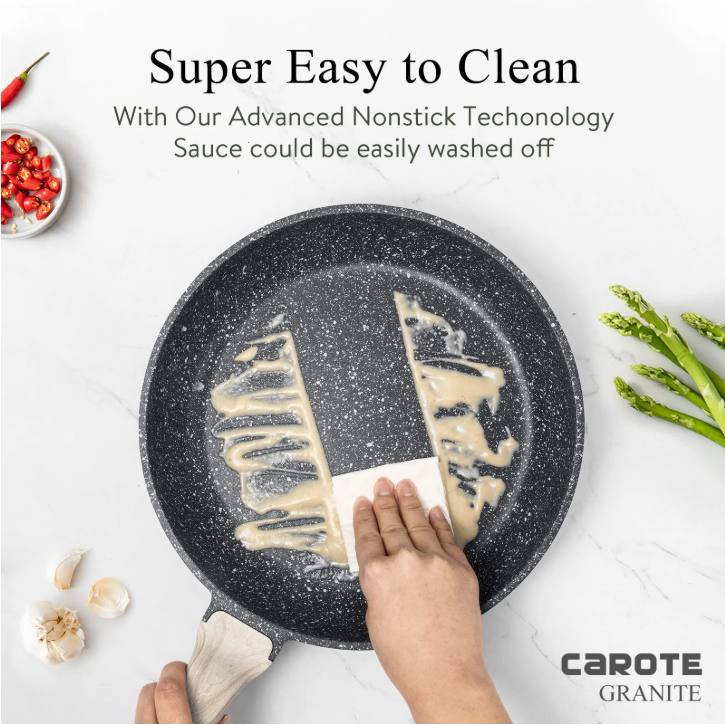 Carote 8 Piece Nonstick Cookware Set Induction Pots and Pans Set Non Stick Kitchen Cookware Black