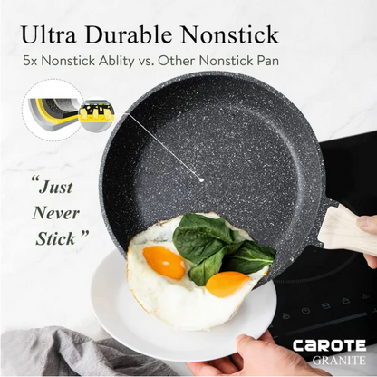 Carote 8 Piece Nonstick Cookware Set Induction Pots and Pans Set Non Stick Kitchen Cookware Black