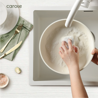 Carote 17 Piece Nonstick Cookware Set Removable Handle Induction Oven Safe Pots and Pans Set White