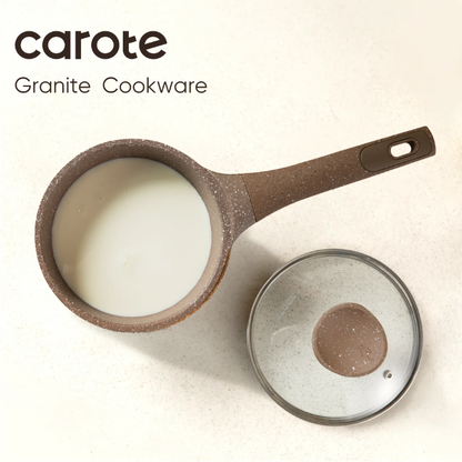 Carote Non Stick Pots and Pans Set, 7Pcs Induction Kitchen Cookware Sets (Brown)