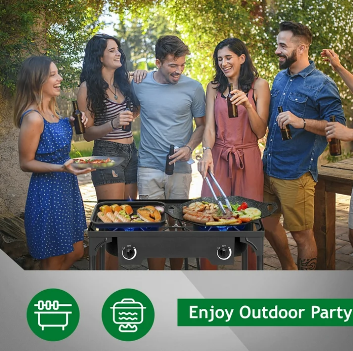 Ktaxon 2 Burner 150000 BTU Cooker Outdoor Camping Picnic Stove Stand BBQ Grill