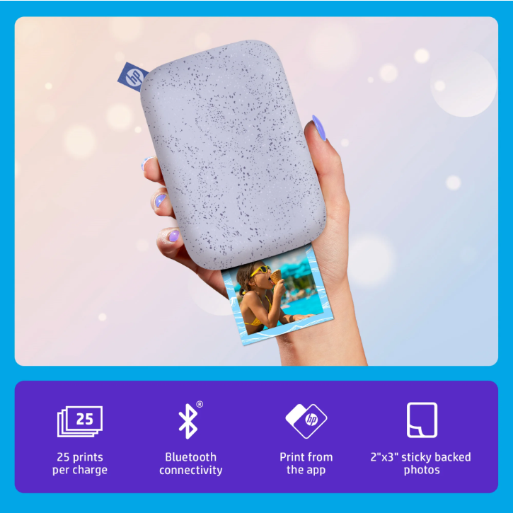 HP Sprocket Compact Portable Photo Printer with Accessories Included, Purple, 1 Count, 1 Pack
