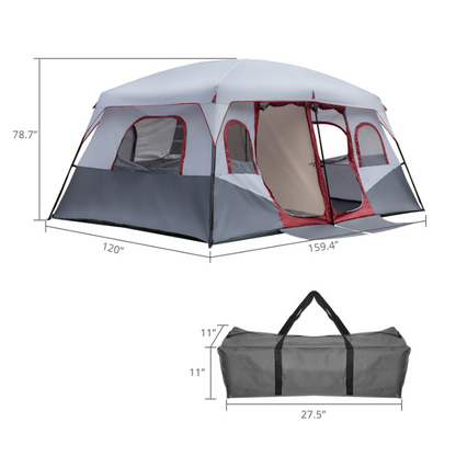 Ktaxon 10 Person Family Camping Tent Waterproof Windproof 2 Room Tent with Carry Bag