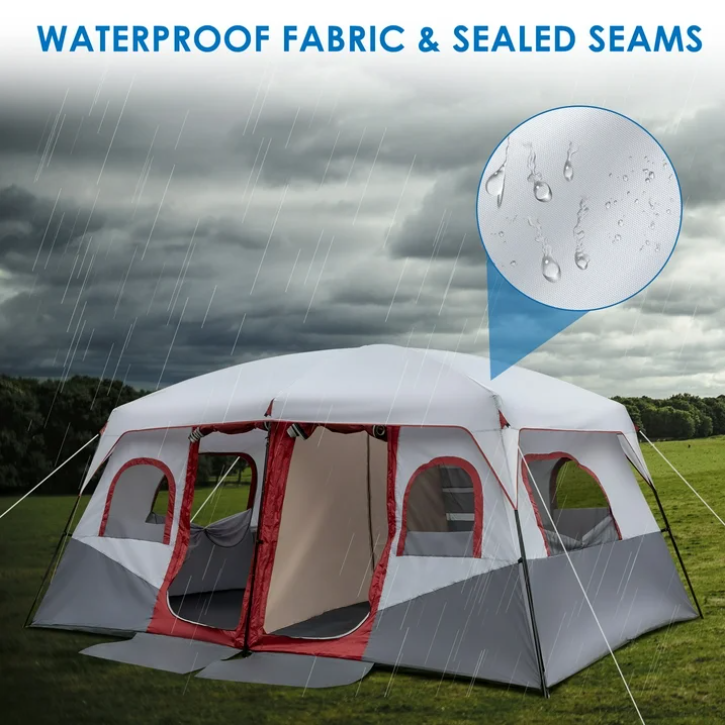 Ktaxon 10 Person Family Camping Tent Waterproof Windproof 2 Room Tent with Carry Bag
