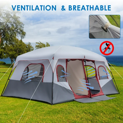 Ktaxon 10 Person Family Camping Tent Waterproof Windproof 2 Room Tent with Carry Bag