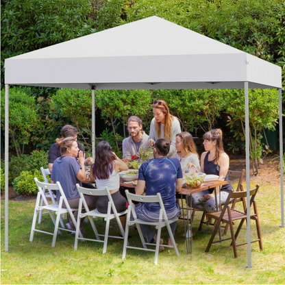 GVDV 10 ft x 10 ft Easy Pop Up Outdoor Canopy Tent, Straight Legs Instant Canopy for Outside with Carrying Bag, White