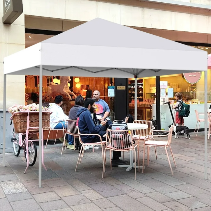 GVDV 10 ft x 10 ft Easy Pop Up Outdoor Canopy Tent, Straight Legs Instant Canopy for Outside with Carrying Bag, White