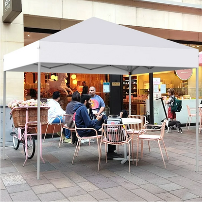 GVDV 10 ft x 10 ft Easy Pop Up Outdoor Canopy Tent, Straight Legs Instant Canopy for Outside with Carrying Bag, White