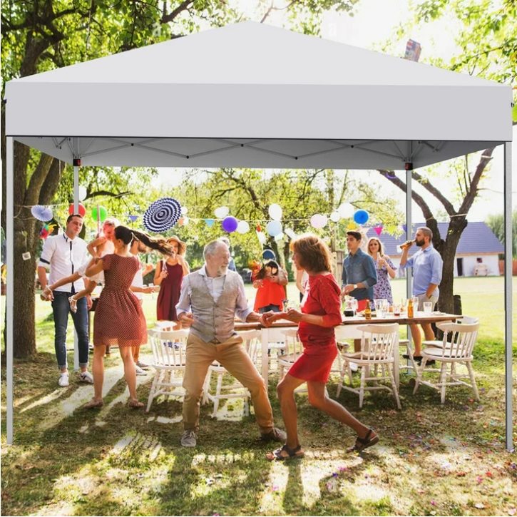GVDV 10 ft x 10 ft Easy Pop Up Outdoor Canopy Tent, Straight Legs Instant Canopy for Outside with Carrying Bag, White