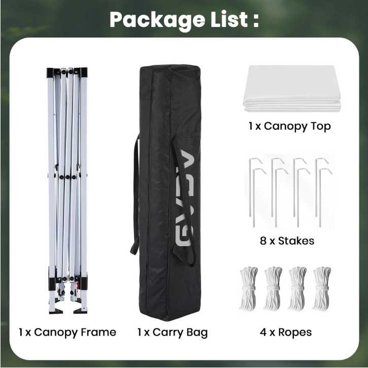 GVDV 10 ft x 10 ft Easy Pop Up Outdoor Canopy Tent, Straight Legs Instant Canopy for Outside with Carrying Bag, White