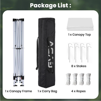 GVDV 10 ft x 10 ft Easy Pop Up Outdoor Canopy Tent, Straight Legs Instant Canopy for Outside with Carrying Bag, White