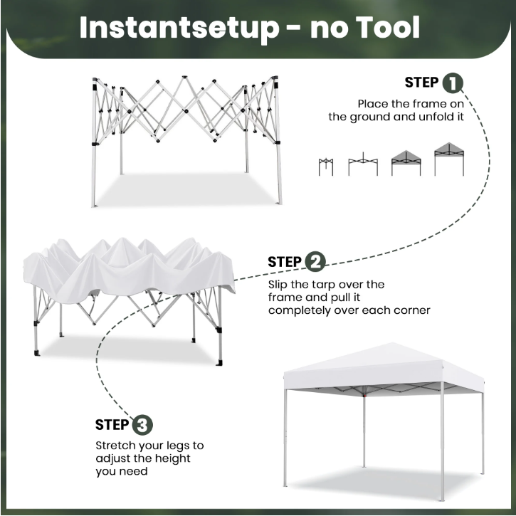 GVDV 10 ft x 10 ft Easy Pop Up Outdoor Canopy Tent, Straight Legs Instant Canopy for Outside with Carrying Bag, White