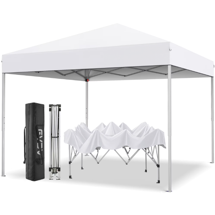 GVDV 10 ft x 10 ft Easy Pop Up Outdoor Canopy Tent, Straight Legs Instant Canopy for Outside with Carrying Bag, White
