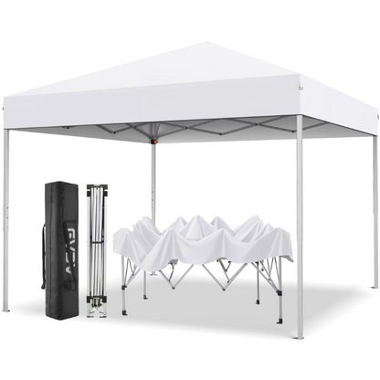 GVDV 10 ft x 10 ft Easy Pop Up Outdoor Canopy Tent, Straight Legs Instant Canopy for Outside with Carrying Bag, White