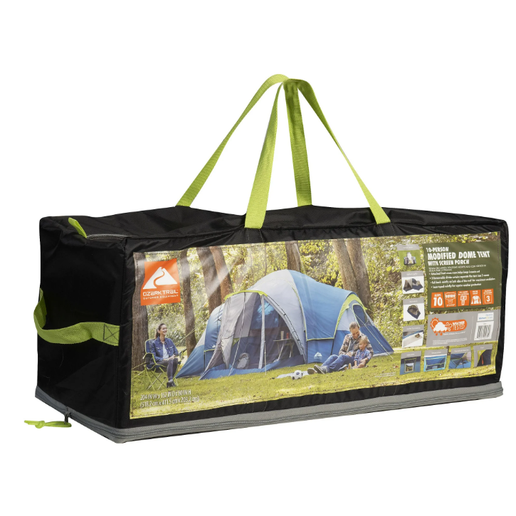Ozark Trail 10-Person Dome Tent with Screen Porch – 3-Room Family Camping Tent with Weather Protection