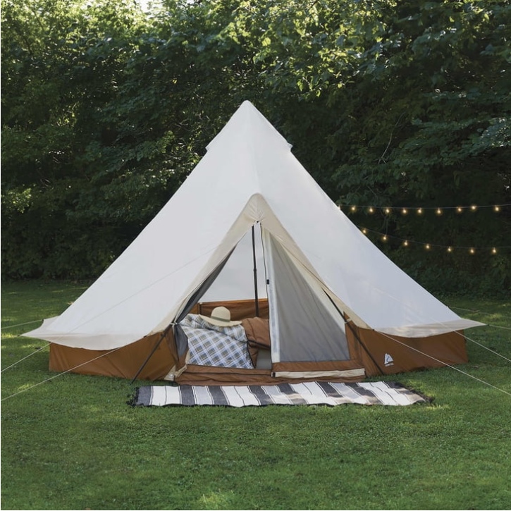 Ozark Trail 15x15 Bell Tent 8 Person Camping Tent with String Lights Large Outdoor Tent