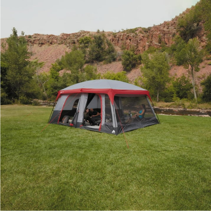 Ozark Trail 12 Person Cabin Tent Convertible Screen Room Large Family Camping Tent