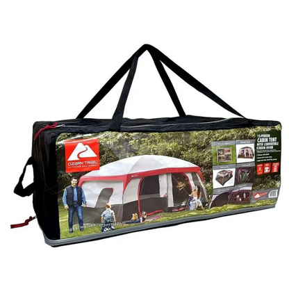 Ozark Trail 12 Person Cabin Tent Convertible Screen Room Large Family Camping Tent