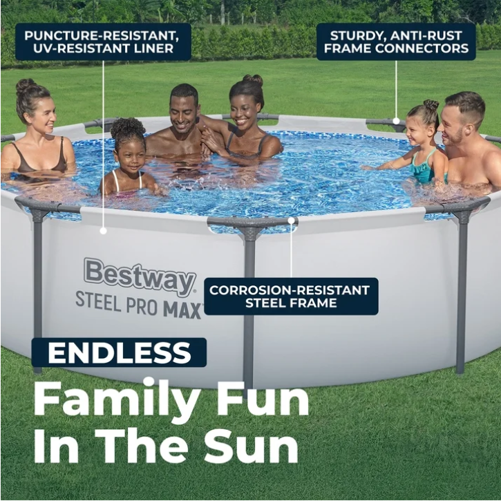 Bestway Steel Pro MAX 10' x 30" Metal Frame Above Ground Pool Set with Filter Pump & Cartridge